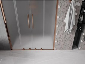 Mexen Velar Duo, posuvné sprchové dvere do otvoru 140 cm, 8mm sklo námraza, ružové zlato, 871-140-000-32-60