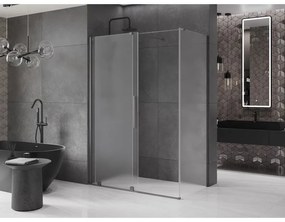 Mexen Velar, sprchový kút s posuvnými dverami 140 x 85 cm, 8mm sklo námraza, grafit brúsený, 871-140-085-31-66