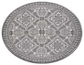 Šnúrkový okrúhly koberec SIZAL LOFT 21193 BOHO slonovinová kosť - tmavosivý