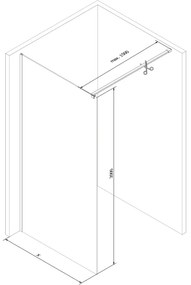 Mexen Kioto, sprchová zásteny typ Walk-In 155 x 200 cm, 8mm číre sklo, oceľová, 800-155-101-97-00