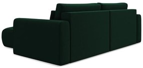 Zelená zamatová rozkladacia/s úložným priestorom rohová pohovka (pravý roh/s leňoškou) Kapua – Makamii