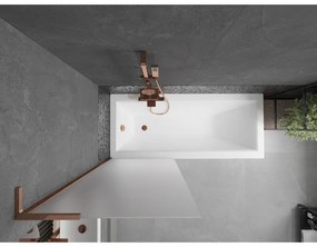 Mexen Next L, 1-krídlová vaňová zástena 70 x 150 cm, 6mm sklo námraza, ružové zlato profil, 895-070-000-03-30-60