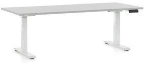Výškovo nastaviteľný stôl OfficeTech C, 180 x 80 cm, biela podnož, svetlo sivá