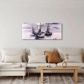 Obraz - Prístav, olejomaľba (120x50 cm)