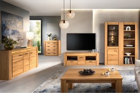 Vitrína Velvet II 10 s LED osvětlením 75 cm z masivu levá dub přírodní