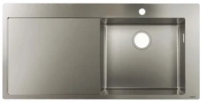 Hansgrohe S71, nerezový drez 450 vstavaný s odkvapkávacou plochou vľavo, nerez, HAN-43306800