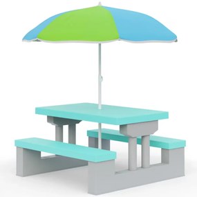Spielwerk Detská sedacia zostava so slnečníkom JASMIN, 67x78,5x42,5cm, mätová/sivá