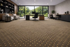 ITC, Metrážny koberec Akzento New 94, záťažový, na mieru, šíře 4m, hnedá, ab (mriežka), chodba / predsieň