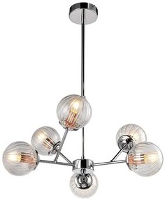 Candellux Chrómový závesný luster Best pre žiarovku 6x E14 36-67272