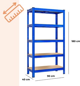 Regál s vysokou nosnosťou HEAVY, max. 875kg, 90x40x180cm, modrá Monzana