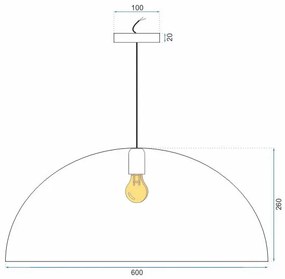 Toolight - Stropná lampa závesná kovová miska čierna 60cm 1xE27 APP380-1CP, čierna, OSW-05012