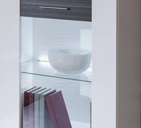 Vitrína Caracas typ 28, grafit/biely lesk, s osvetlením