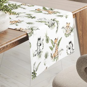 Biante Detský bavlnený behúň na stôl Sandra SA-475 Zvieratká v Safari na bielom 20x140 cm