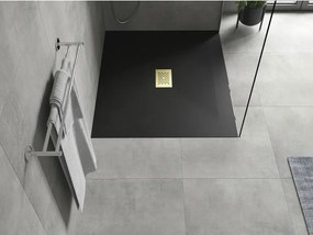 Mexen Hugo, obdĺžniková sprchová vanička SMC 110 x 100 cm, čierna, zlatá krytka, 42701011-G