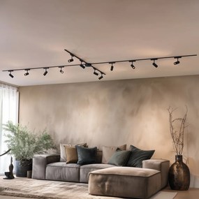 Moderný koľajnicový systém s 12 čiernymi bodovými svetlami 1-fázový 600 cm - Magnetic Gert