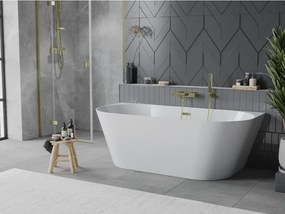 Mexen Oval Slim, voľne stojaca vaňa ku stene 170 x 80 cm, biela lesklá, zlatý lesklý prepad, 52661708000-50