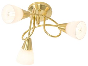 Klasické stropné svietidlo zlaté s opálovým sklom 3-svetlo - Inez