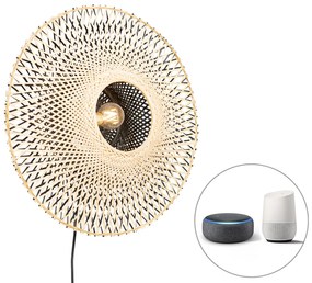 Inteligentná nástenná lampa bambus 50 cm so zástrčkou vrátane Wifi A60 - Rina