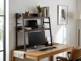 Polica na stôl VERTEX 90x95 cm, čierna / dekor orech