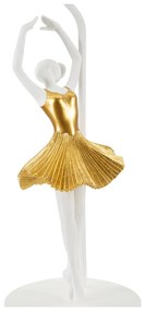 Stolová lampa s textilným tienidlom v bielo-zlatej farbe (výška 64 cm) Dancer – Mauro Ferretti