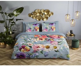 Sivé obliečky na dvojlôžko z organickej bavlny Descanso Sunflower, 200 x 220 cm