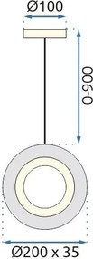 Toolight Toolight, krištáľová závesné svietidlo 20cm, 7W, 4000K, 500lm, G119-1CP, zlatá lesklá, OSW-09710