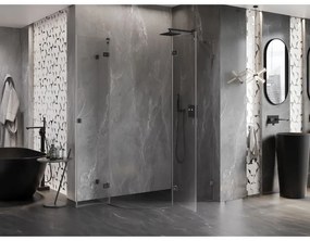 Mexen Lunar, pravý polkruhový sprchový kút 90 x 70 cm, 8mm číre sklo, grafitový profil, 833-090P-070L-95-00
