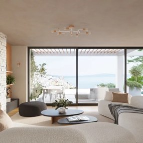 Sollux SL.1667 - Prisadený luster TIMBO 8xE27/15W/230V biela/béžová/buk