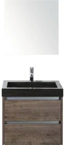 Kúpeľňový nábytkový set Sanox Dante farba čela tabacco ŠxVxH 61 x 170 x 45,5 cm s umývadlom z prírodného kameňa a zrkadlovou skrinkou