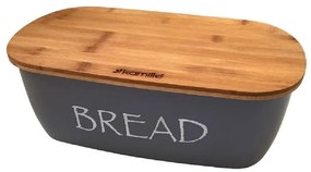 Chlebník 36x20,5x13,5 cm s bambusovým krytom, sivá
