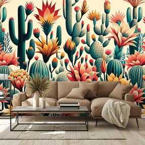 Tapeta farebné kaktusy v púšti