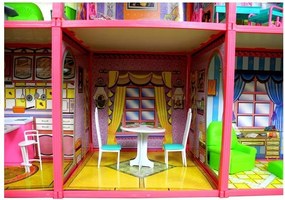 LEAN Toys Villa Veľký domček pre bábiky 6 izieb Nábytok Príslušenstvo 128 el.