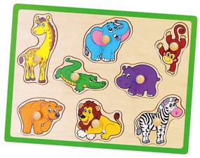 Detské drevené puzzle s úchytmi Viga ZOO