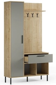 Predsieňová zostava v dekore duba v zeleno-prírodnej farbe 108x195x35 cm Heidy – Marckeric