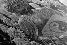 Obraz jin a jang Budha v čiernobielom prevedení - 90x60