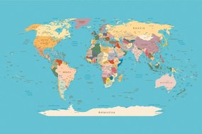 Samolepiaca tapeta mapa sveta s názvami - 375x250