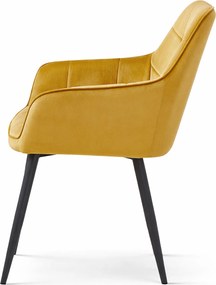 Jedálenské kreslo VARSI VELVET s čiernymi nohami, horčicové