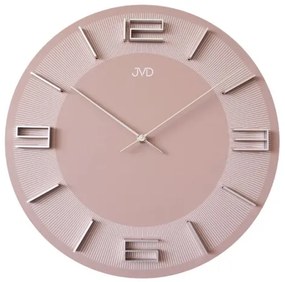 Nástenné hodiny JVD HC34.3 – ružové, strieborné 3D číslice (40 cm)