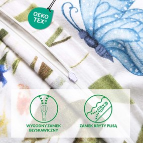 FLANELOVÉ OBLIEČKY FLANELOVE 180X200 CM, 2KS 70X80 CM KVETY