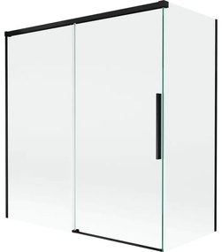 Mexen Rox, 2-krídlová posuvná vaňová zástena 150 + 70 x 150 cm, 8mm číre sklo, čierny matný profil, 8C9-150-070-70-00