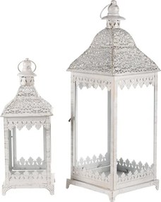 Set dvoch kovových lampášov biely JL326 (2 ks)