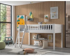 Biela vyvýšená detská posteľ z borovicového dreva 90x200 cm SCOTT – Vipack