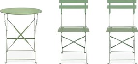 Šalviovozelená oceľová záhradná jedálenská súprava pre 2 Austin – Bizzotto