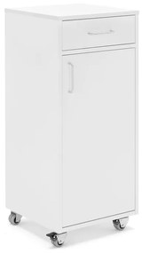 Mobilný rečnícky pult so zásuvkou a veľkou skrinkou, 460x450x1045 mm, biela