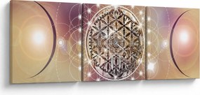 Obraz - Mandala s elementmi (s hodinami) (90x30 cm)