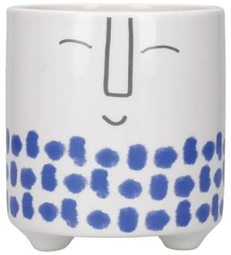 Bielo-modrý keramický hrniec Kitchen Craft Happy Face