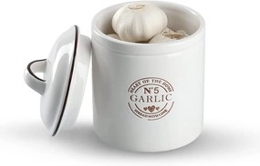 Keramická dóza na cesnak s vrchnákom, biela CERAMIC, 880 ml