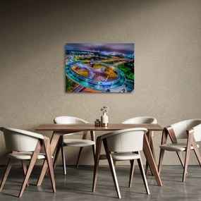 Sklenený obraz - panoráma nočného mesta (70x50 cm)