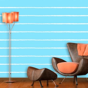 Sablio Tapeta Biele linky na modrej - 125x75 cm