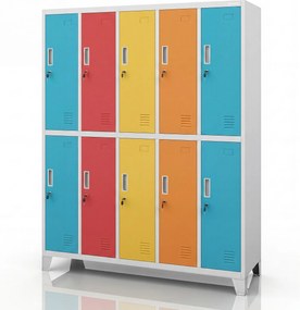 Skriňa BOZP odevná 10-dverová sivo-viacfarebná: BARTEK 1360 x 1720 x 450 mm